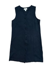 Talbots Sleeveless Button Down Dress Size P Black