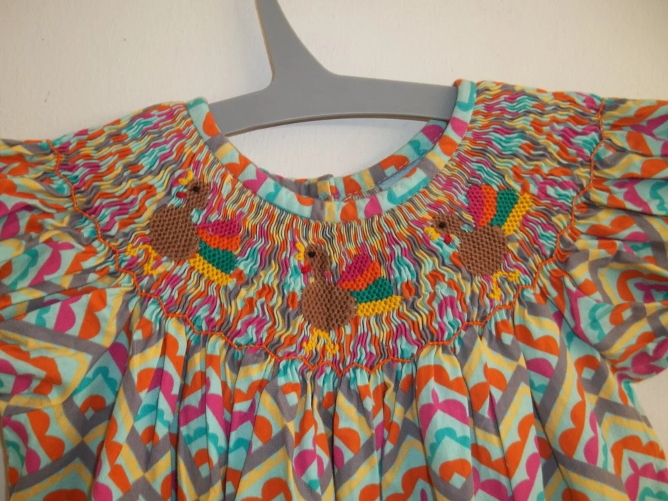 Mameluco Burbuja HONESTY 24M Bebé Niña Calado Bordado Pavos Acción de Gracias Foto 2 de 4