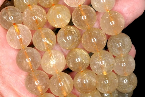 PIEDRAS PRECIOSAS DE CUARZO RUTILADAS ORO 11 MM GRADO AA REDONDAS CUENTAS SUELTAS 11 MM 7 pulgadas - Imagen 2 de 4