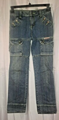 Women's Men's Comfortable VOCUCHORSE Jean's Denim Blue Trim In Green Size 28x 30