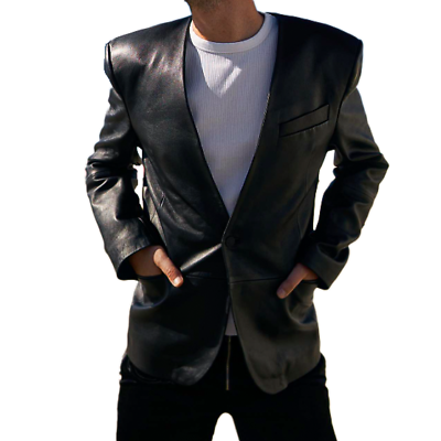 mugler x h&m defined waist leather blazer 1162045 60=50R mugler x h&m defined waist leather blazer 1162045 60=50R