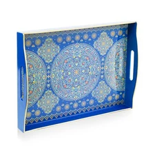 Decorative Tray for Coffee Table with HandlesPlastic Elegant Floral Rectangul...