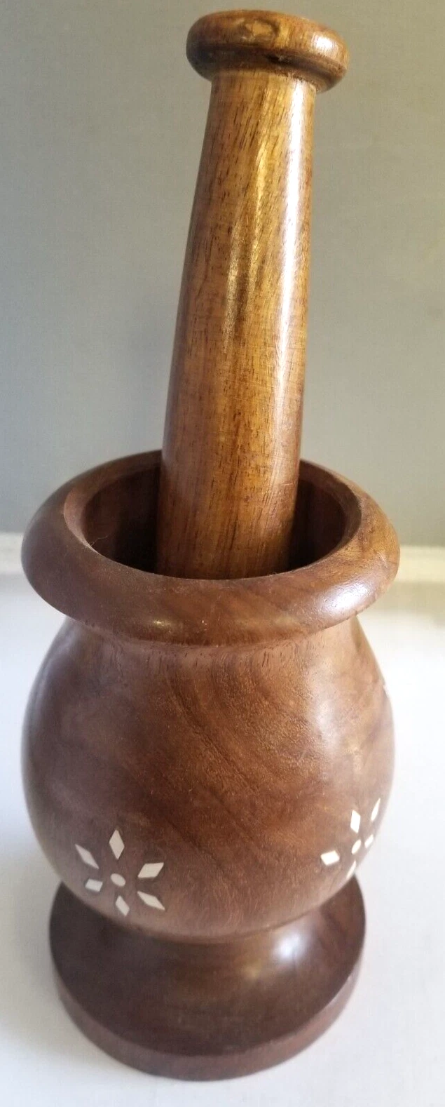 IKM Wooden Mortar and Pestle set/ Wooden Ohkli Musal -Sheesham Wood (Size-8 in)