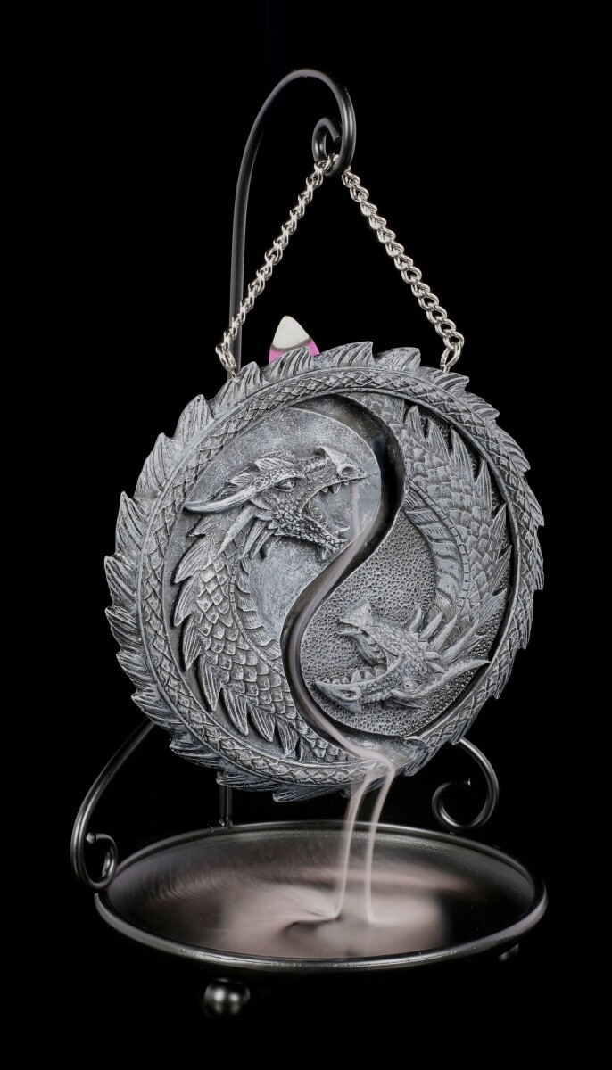 Backflow Incense Cone Holder - Dragon Yin Yang - Fantasy Incense Holder Decor