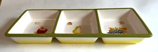 Essential Home White Green Yellow Dip Relish Tray -Grapes Pear Apple Compartment