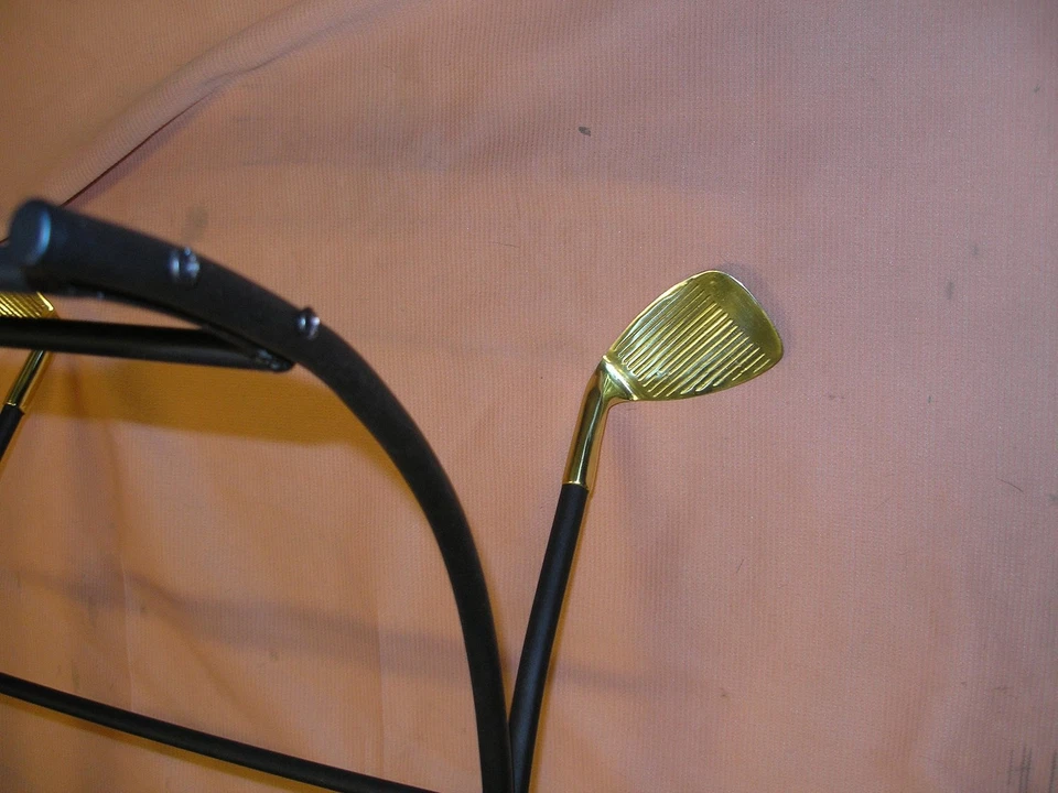 Uniflame Black Solid Brass Accents Golf Balls & Iron's Feet Log Basket W-9699  - Image 3 of 4