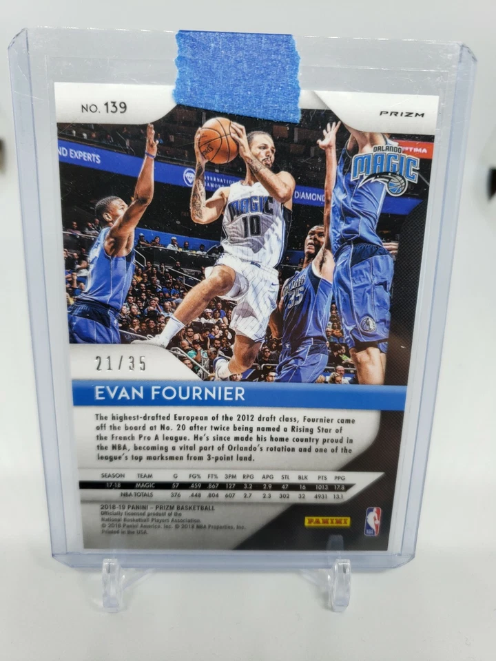 2018-19 Panini Prizm Evan Fournier (PJ DOZIER FIRST PRIZM) SSP /35 Purple Pulsar - Image 2 of 2