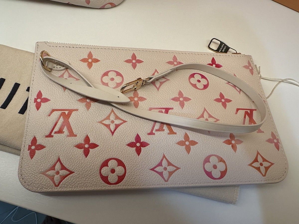 NIB Louis Vuitton Neverfull MM Cream/Pink M47080 With Pouch