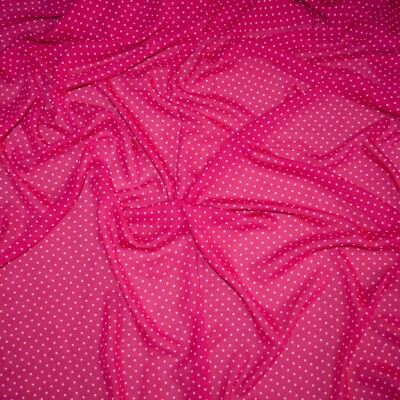 Designers magenta chiffon fabric Polka dot Made in Italy