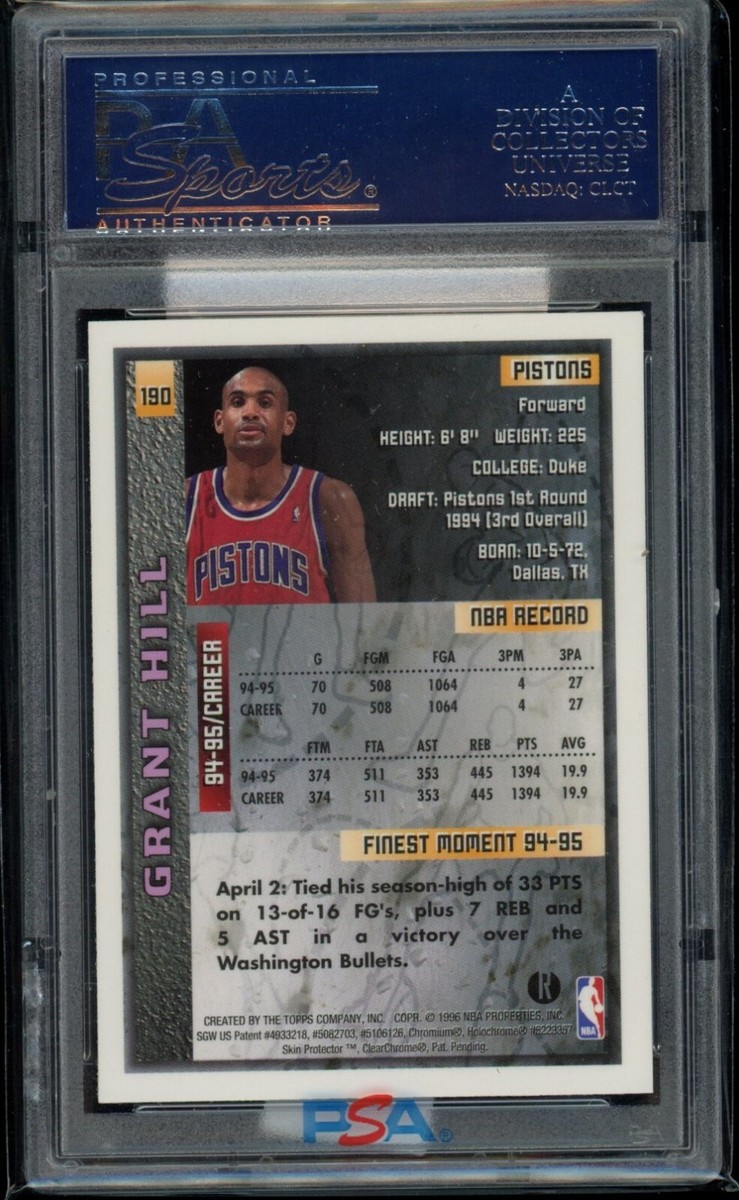 1995 Topps Finest Grant Hill Refractor #190 Blue Border