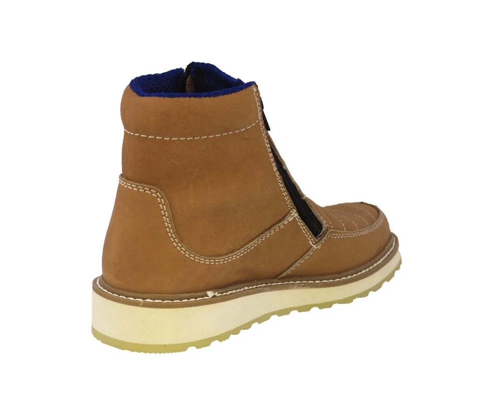 Botas de Trabajo Para Hombres Marrón Miel Cuero Antideslizantes Amortiguadores Bota Hombre Trabajo Foto 3 de 4