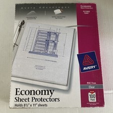 Avery Top-Load Sheet Protector Economy Gauge Letter Clear 100/Box 75091