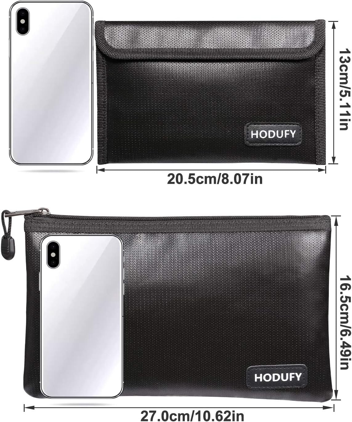 Fireproof and Waterproof Black Money Bag Set - Ultimate Protection for Valuables