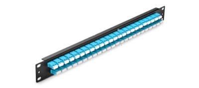 1U 19'' Fiber Adapter Panel, 96 Fibers Multimode Aqua, 48 x LC UPC Duplex -7768