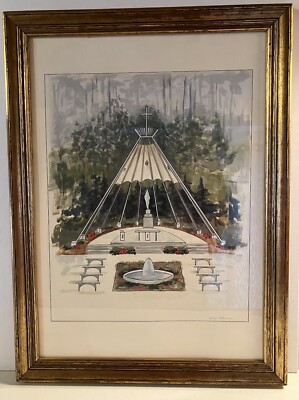 Architectural Rendering Drawing Painting National Shrine Sacred Heart Penn