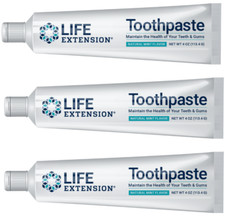3PACK Life Extension Fluoride Free Toothpaste Healthy Teeth Gums Mint Flavor 4oz