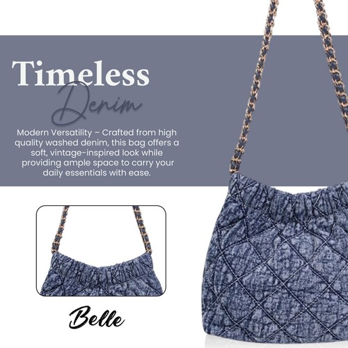 Bolso de hombro de mezclilla lavada Rowan para dama con cremallera en todo el cuerpo Bolso para mujer Cartera - Imagen 13 de 29