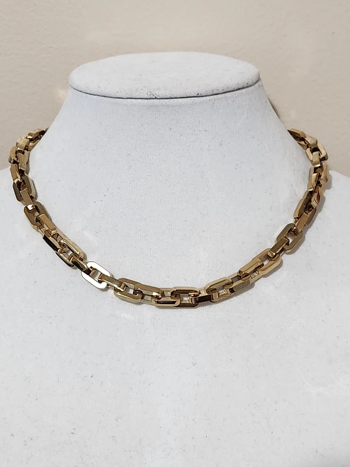 Eddie Borgo Supra Chain Link 12K Gold Plate Collar Necklace - Image 2 of 4