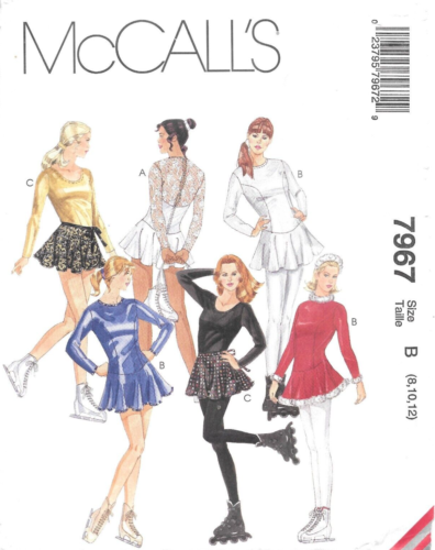 Uncut McCall's Sewing Pattern 7967 Leotard Wrap Skirt Skating Dress Size 8-10-12 - Afbeelding 1 van 2