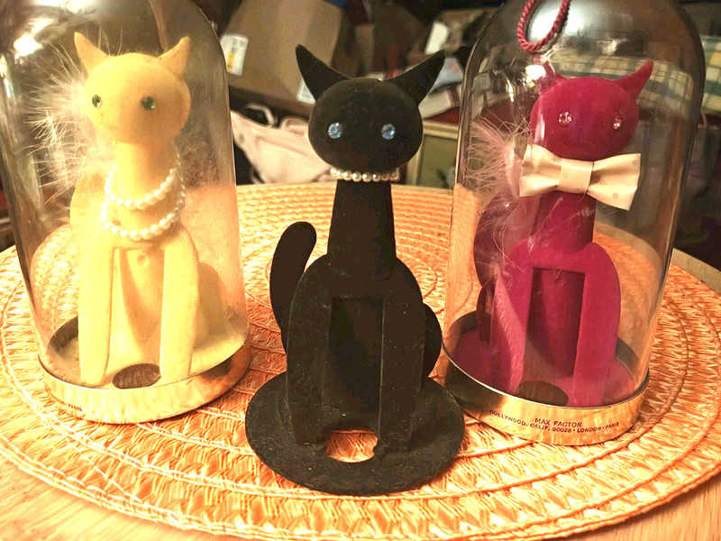 Vintage 1960s Max Factor  Sophisti Cat Under Dome Pearls Feathers lot of 3