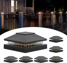 6 Pack Solar Post Cap Lights, 4x4 Fence Post Solar Lights, Waterproof Outdoor Po