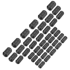 40Pcs 5Size Clip-on Ferrite Ring Core Noise Filter Cable Clip EMI RFI Black