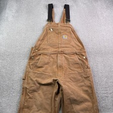Carhartt Bib Overalls Men 36x28 Brown Double Knee Canvas Relaxed Carpenter R01
