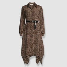 Michael Kors Sienna Belted Paisley Shirt Dress Women's Size Large Career Office