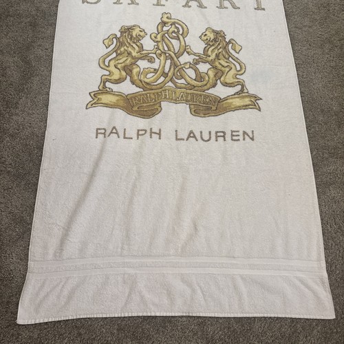 Toalla grande vintage Ralph Lauren Polo Safari Lion Crest emblema (68”x36”) - Imagen 4 de 7