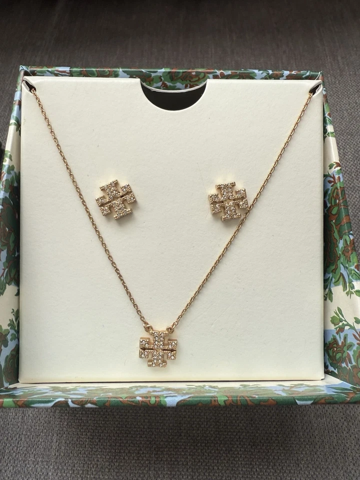 Tory Burch Gold Necklace & Earring Set NIB  - Image 2 of 4