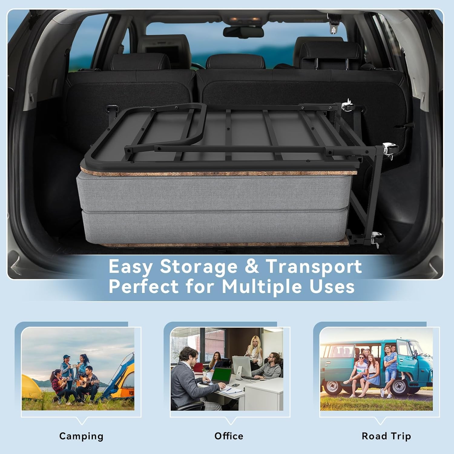 Double-sided Portable Foldable Bed Guest Bed with Memory Foam Mattress Rollaway