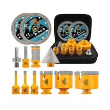 Diamond Tile Hole Saw Kit 12pcs - 6/8/10/25/35/50/65mm Core Drill Bits,10mm M...