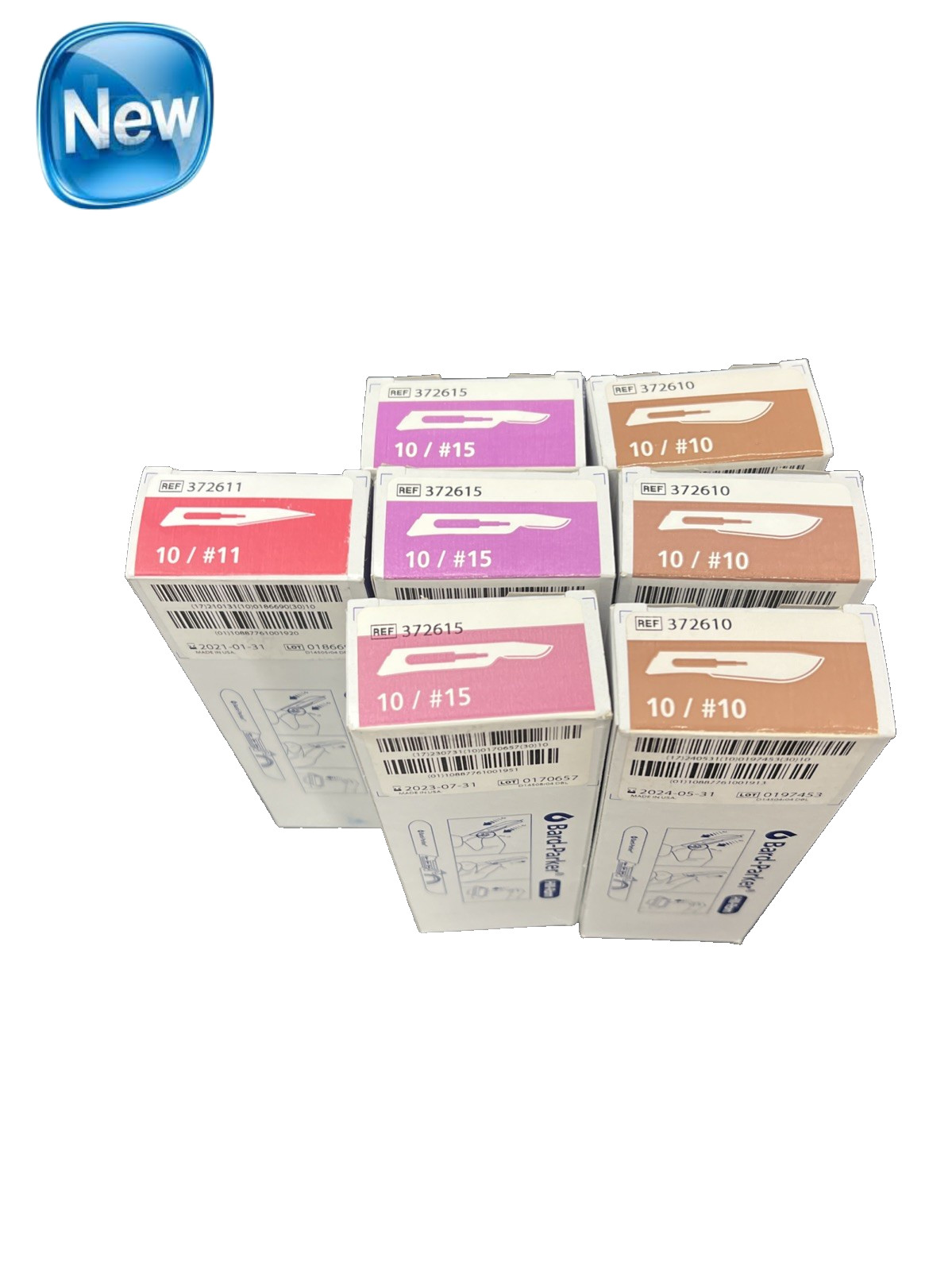 Bard-Parker Stainless Steel Disposable Scalpels 21x#15, 29x#10, 4x#11 *EXPIRED*
