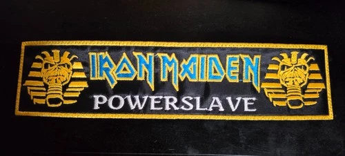 IRON MAIDEN,POWERSLAVE,SEW ON GOLDEN BORDER EMBROIDERED STRIP PATCH