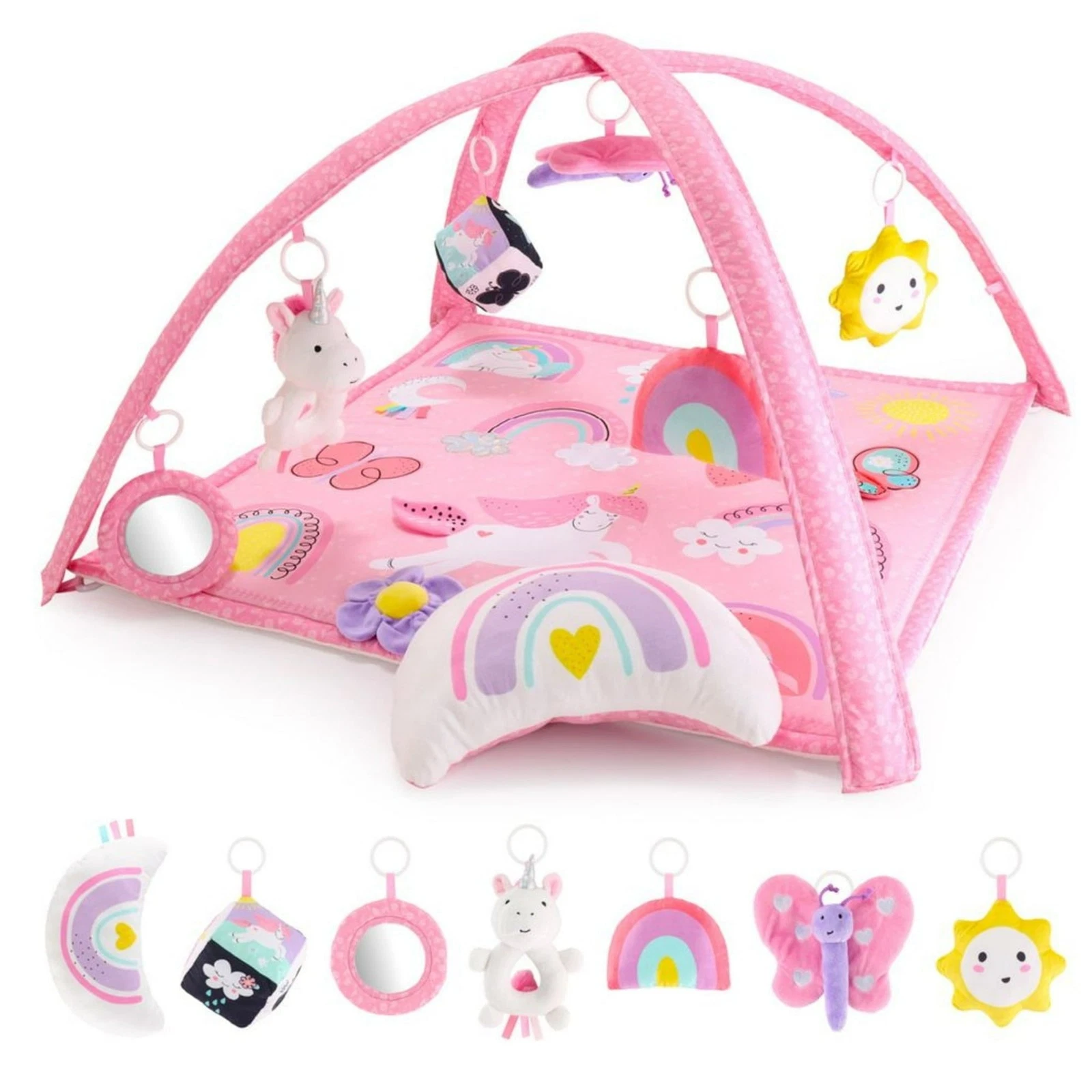 Peanutshell Baby Girl Rainbow Paradise 7-in-1 Play Gym - Playmat Toys