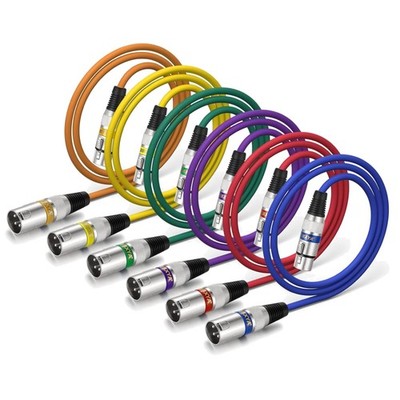 Heavy-Duty XLR Cables 6 Pack 3ft for Speaker Systems