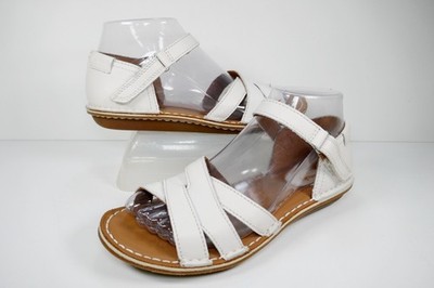 CLARKS TUSTIN SAHARA WEISS LEDER KREUZRIEMEN RIPTAPE KNÖCHELRIEMEN SANDALEN UK 4D