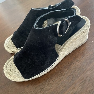 Rag & Bone Calla Espadrille Wedge Sandal Women 38.5 US 8.5 $395 Black Suede