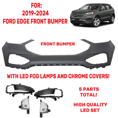 #ad NEW FRONT BUMPER COVER FOR 2019 2024 FORD EDGE WITH LED FOG LIGHTS AND COVER $239.00