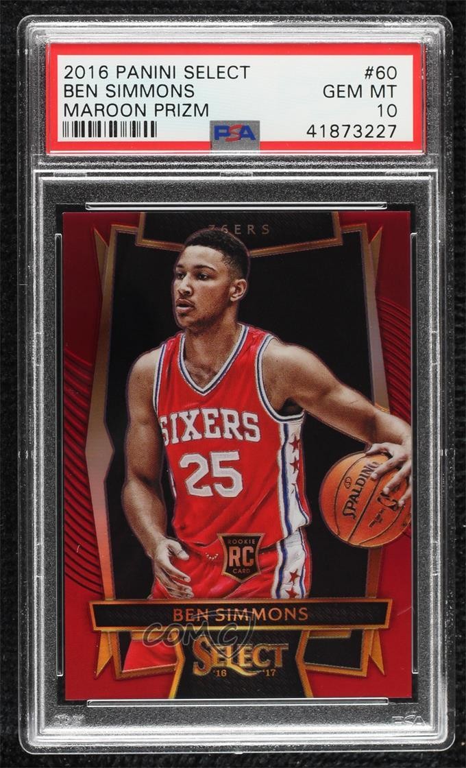 2016 Panini Select Concourse Maroon Prizm /175 Ben Simmons #60 PSA 10 GEM MT 6m7
