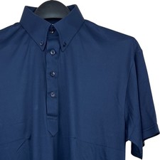NEW Collars  Co Dress Collar Button Down Polo Mens M Performance Navy Blue 82