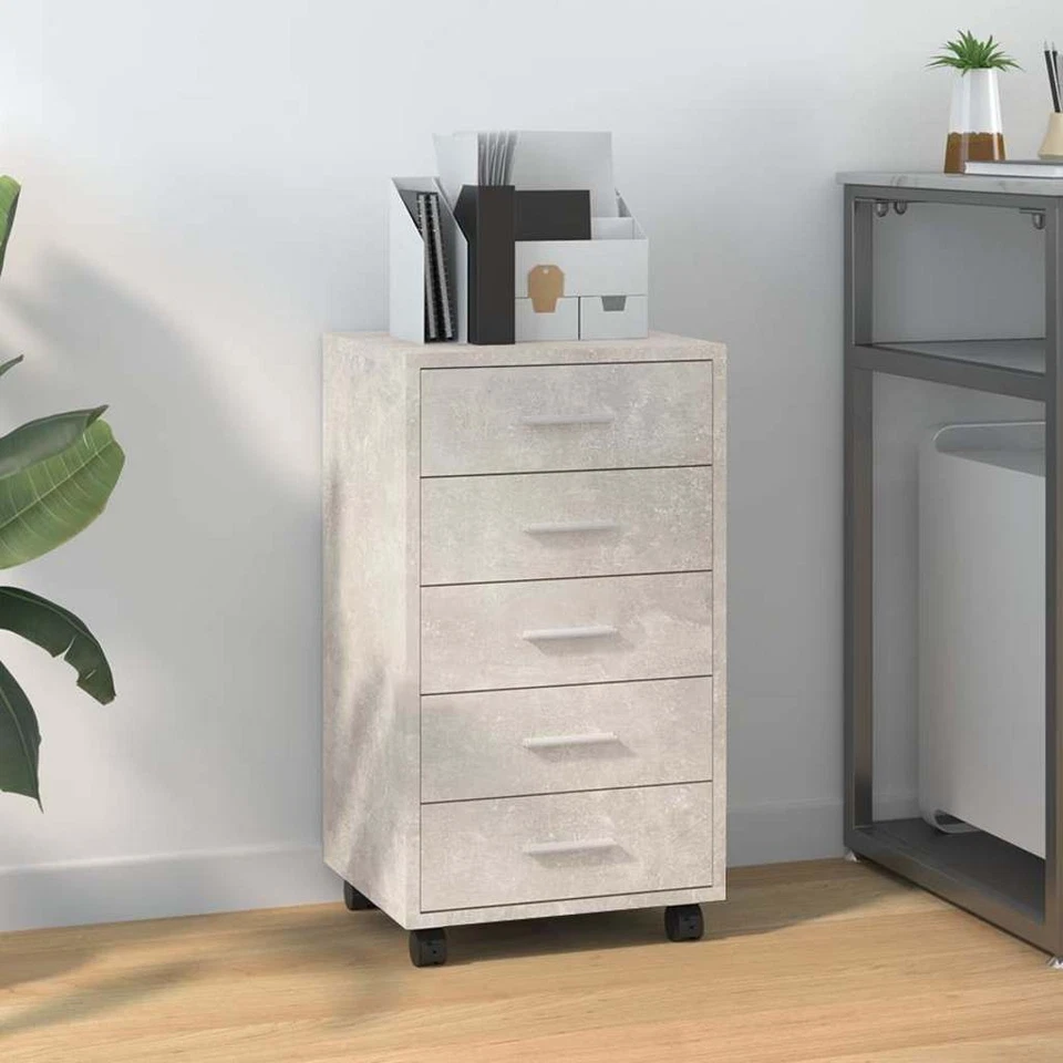 Caisson à Tiroir de Bureau avec Roulettes et 5 Tiroirs Armoire Blanc vidaXL - Photo 4/4