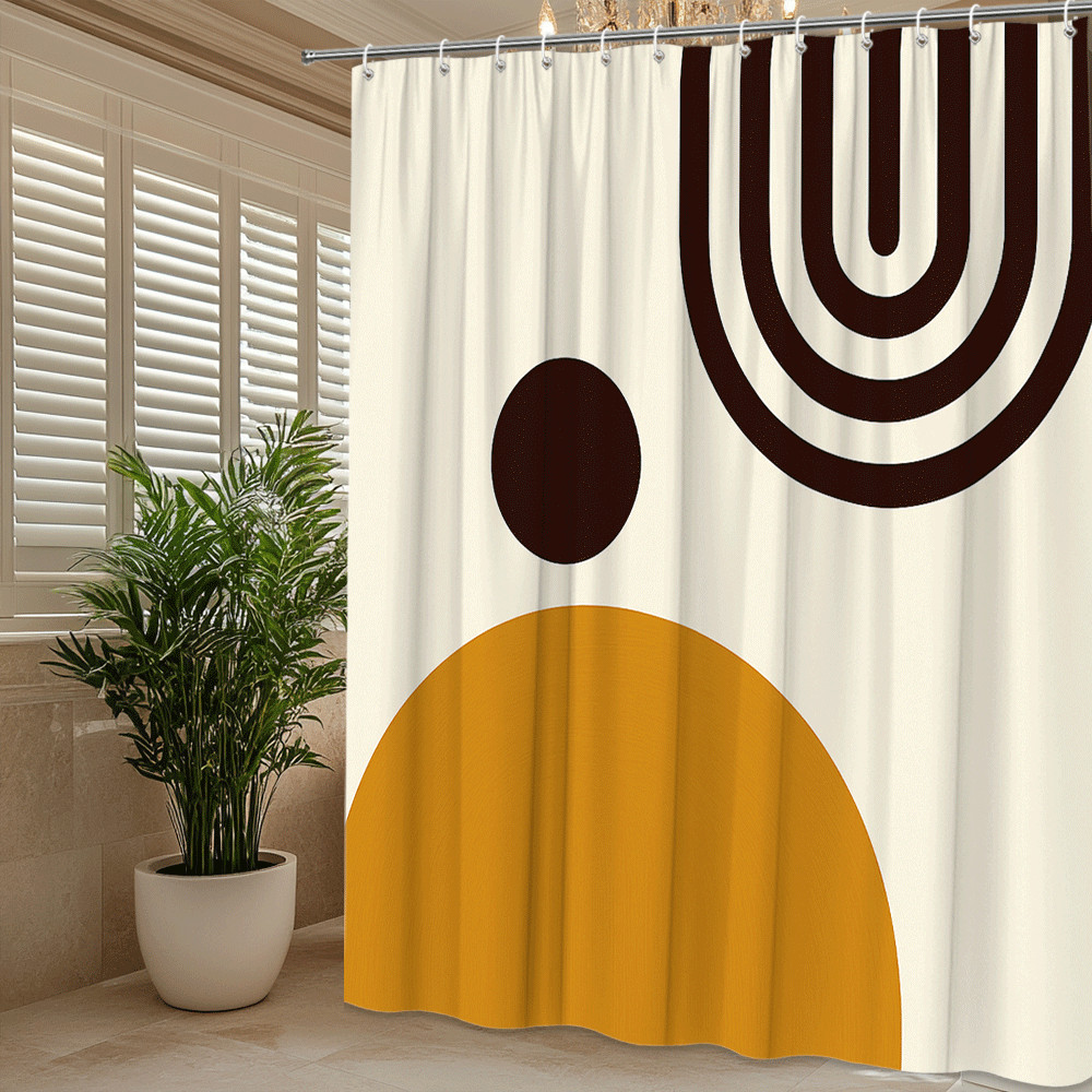 как выглядит Modern Abstract Shower Curtain - Geometric Design in Earth Tones фото