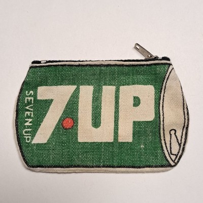 vintage 7 UP Fabric Coin Purse Zippered Mini Wallet Seven Soda Can Advertising