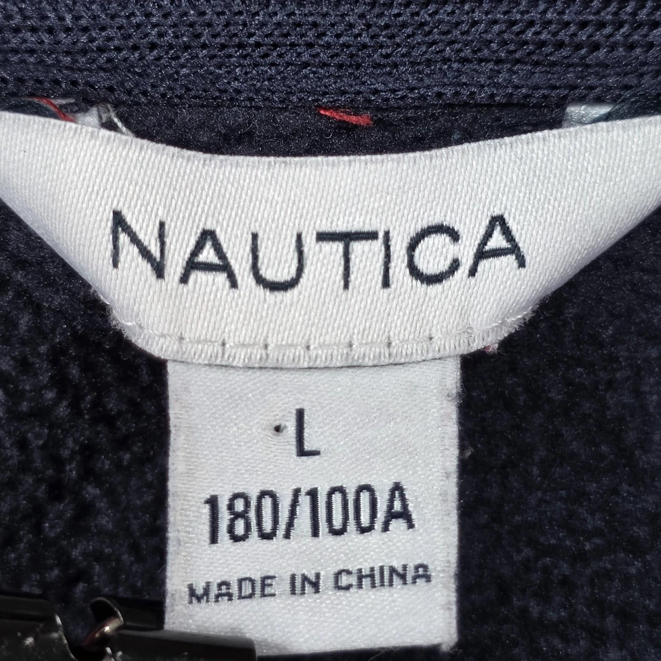 Chaqueta Nautica Para Hombre Grande Roja Azul Marino Cremallera Completa Vellón Bloques de Color Logo de Vela Foto 3 de 4