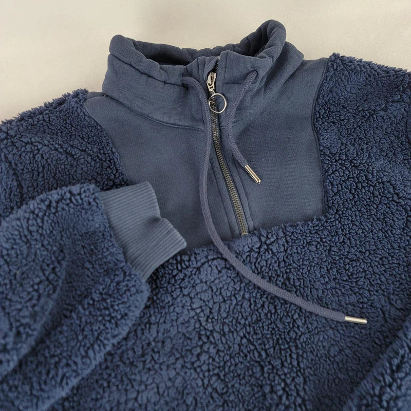 sweaty-betty 1/4 zip fleece sherpa pullover drawstring cozy yoga hoodie