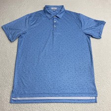 Peter Millar Polo Shirt Mens XL Blue Summer Comfort Golf Stretch Cocktail Print