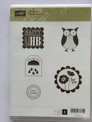Stampin  Up PUNCH BUNCH Rubber Cling Stamp Set Sale-A-Bration- Brand New