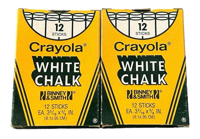 Vintage Crayola White Chalk Lot of 2 NOS Binney & Smith 12 Sticks #320 NEW