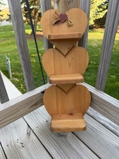 Vtg Wood 3 Tier Heart Shelf Peg Farmhouse Cottagecore Country Grandma